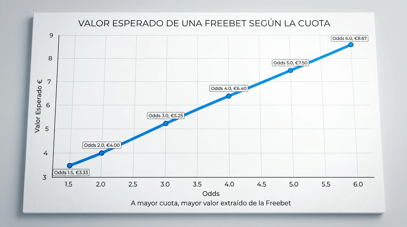 Gráfico mostrando valor esperado de freebet aumentando com odds mais altas