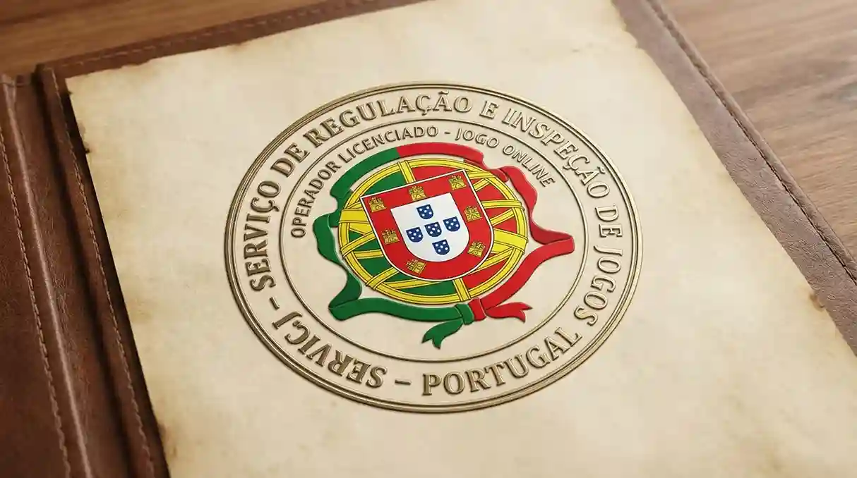 Selo oficial do SRIJ com bandeira portuguesa e símbolo de licenciamento
