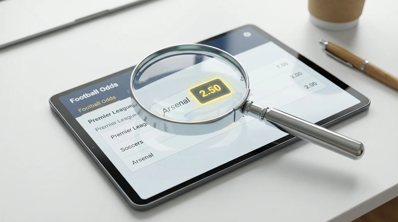 Lupa sobre odds de apostas desportivas destacando uma cotação com valor